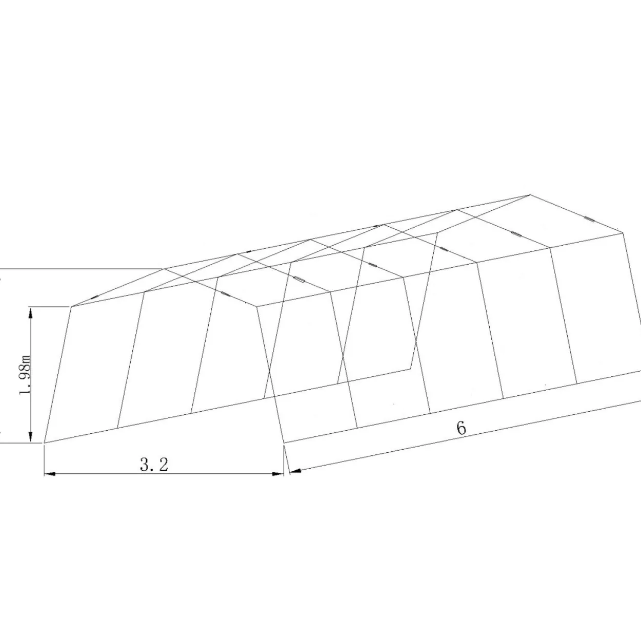Autoteltta Prohall 3,2 x 6 x 1,9 m, harmaa