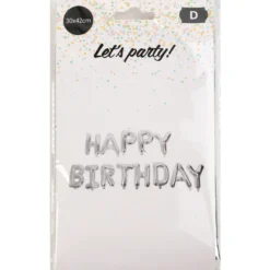 Foliopallobanneri Let's Party Happy Birthday hopea