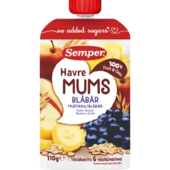 Hedelmäkaurasose Semper 110 g Fruktmums mustikka ja kaura 6 kk