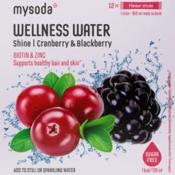Juomajauhe Mysoda 12 x 4 g Wellness Water Cranberry-blackberry