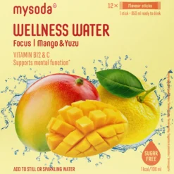 Juomajauhe Mysoda 12 x 4 g Wellness Water Mango-yuzu