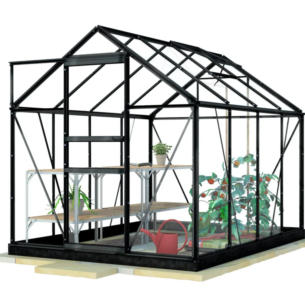 Kasvihuone Lykke Glass 5m2, musta