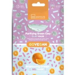 Kasvonaamiosetti IDC Institute 12 ml Go Vegan Green Clay & Orange