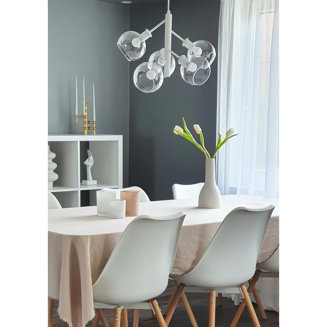Kattovalaisin Aneta Lighting Atom 5-osainen, valkoinen/kirkas