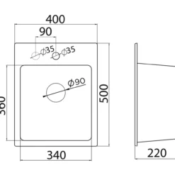 Keittiöallas Aqualine 400 x 500 mm X-Granit hiekanvärinen