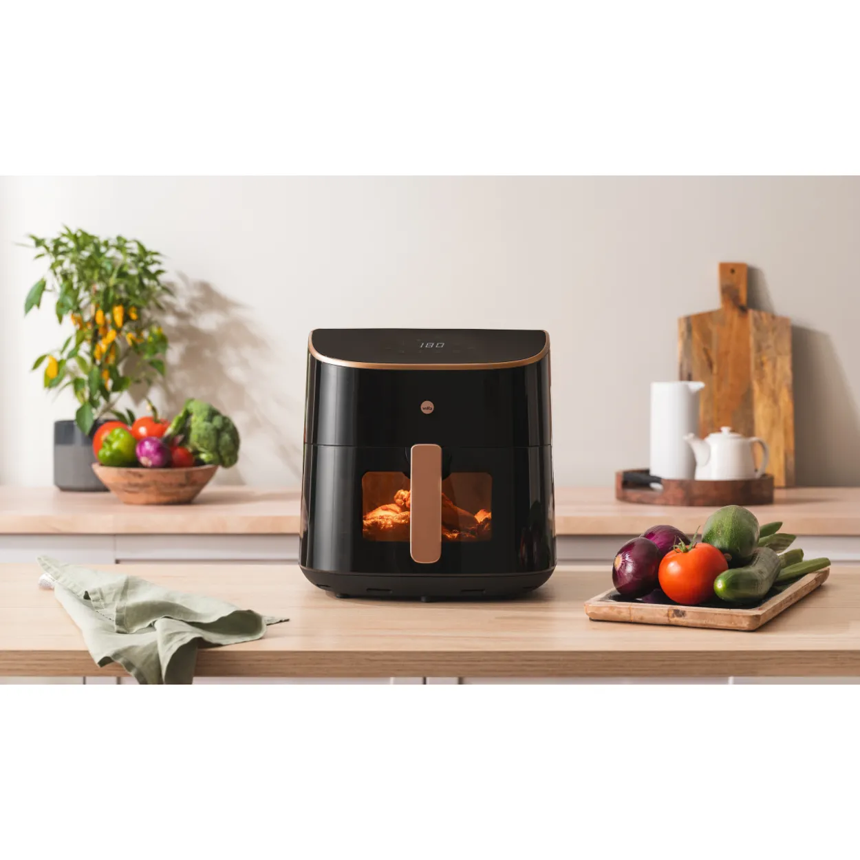 Kiertoilmakypsennin Wilfa Airfryer AFD-80SPLIT musta/ruusukulta