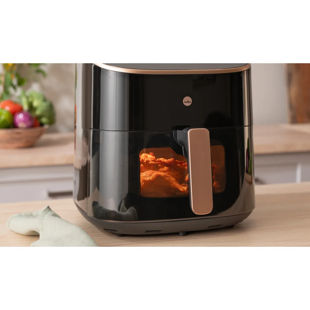 Kiertoilmakypsennin Wilfa Airfryer AFD-80SPLIT musta/ruusukulta