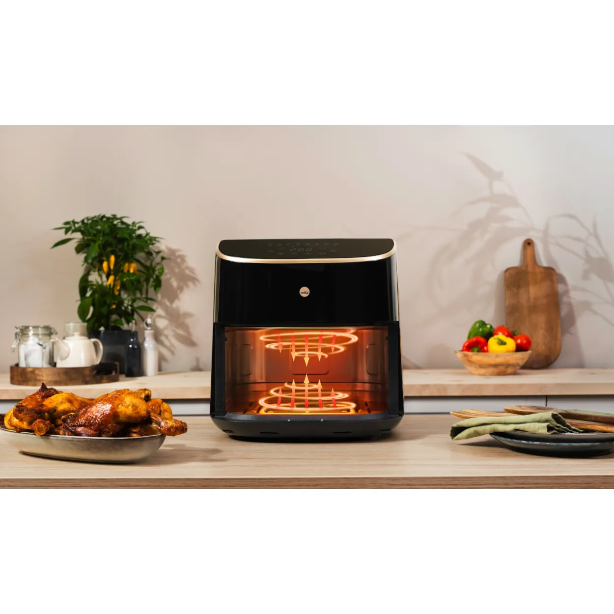 Kiertoilmakypsennin Wilfa Airfryer AFD-80SPLIT musta/ruusukulta