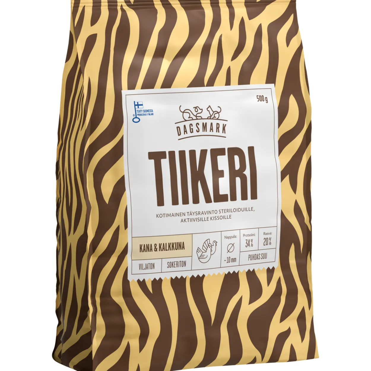 Kissanruoka Dagsmark 500 g Tiikeri viljaton kana-kalkkuna