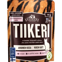 Kissanruoka Dagsmark 80 g Tiikeri Kana-kalkkuna kastikkeessa