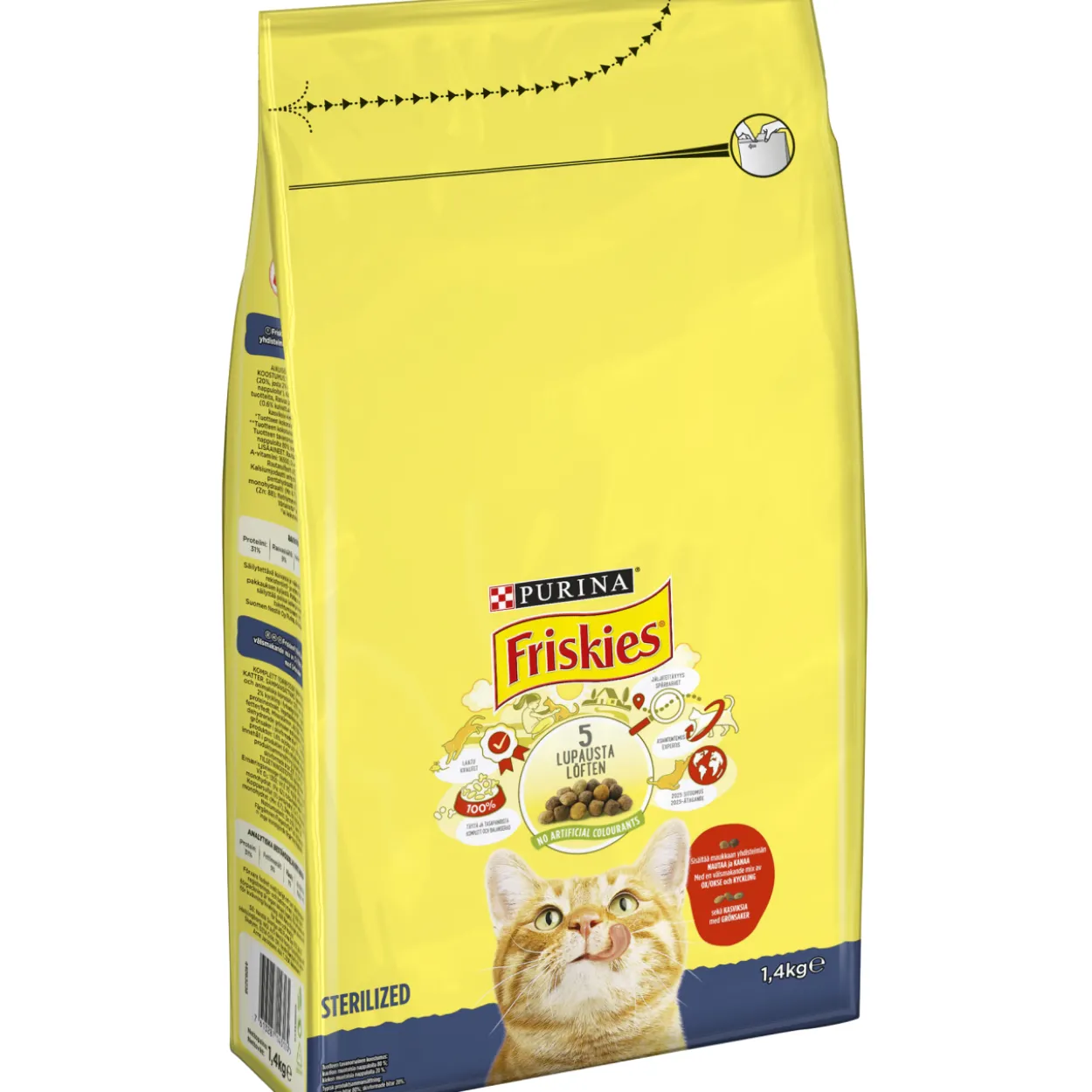 Kissanruoka Friskies 1,4 kg Sterilised Cats nautaa ja kasviksia