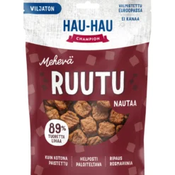 Koiran herkku Hau-Hau 140 g Mehevä ruutu nautaa