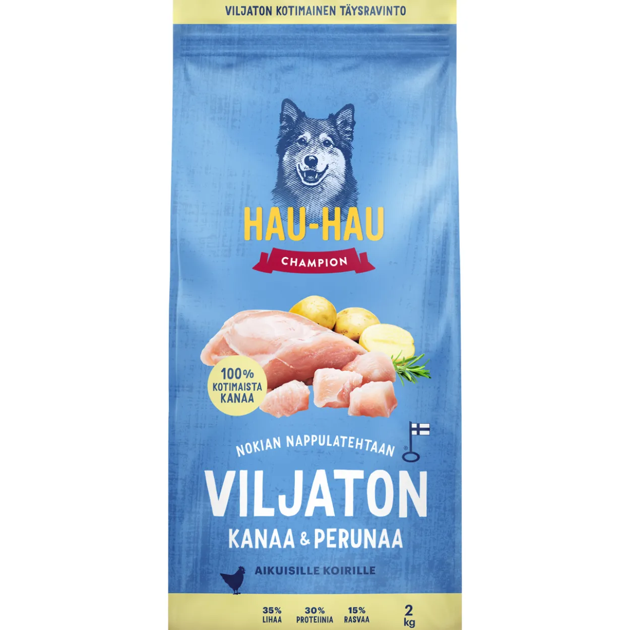 Koiranruoka Hau-Hau 2 kg viljaton kanaa ja perunaa