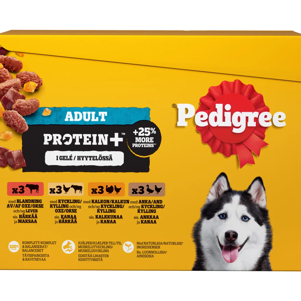 Koiranruoka Pedigree 12 x 85 g Protein+ hyytelössä