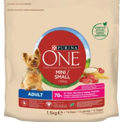 Koiranruoka Purina One 1,5 kg Small Dog Adult nauta+ riisi
