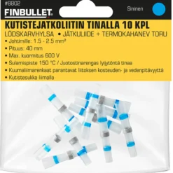 Kutistejatkoliitin tinalla sininen 1.5 - 2.5 mm2 johdoille 10 kpl