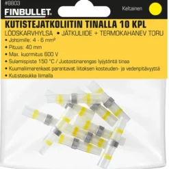 Kutistejatkoliitin tinalla keltanen 4 - 6 mm2 johdoille 10 kpl