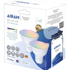 LED-lamppu Airam SmartHome PAR16 827-865 RGB GU10, 2 kpl