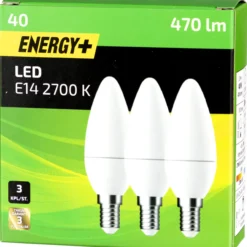 LED-lamppu 470 lm C35 E14 3 kpl