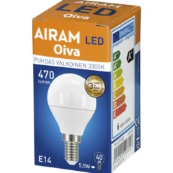 LED-mainoslamppu OIVA 4,9W 3000K E14 470lm