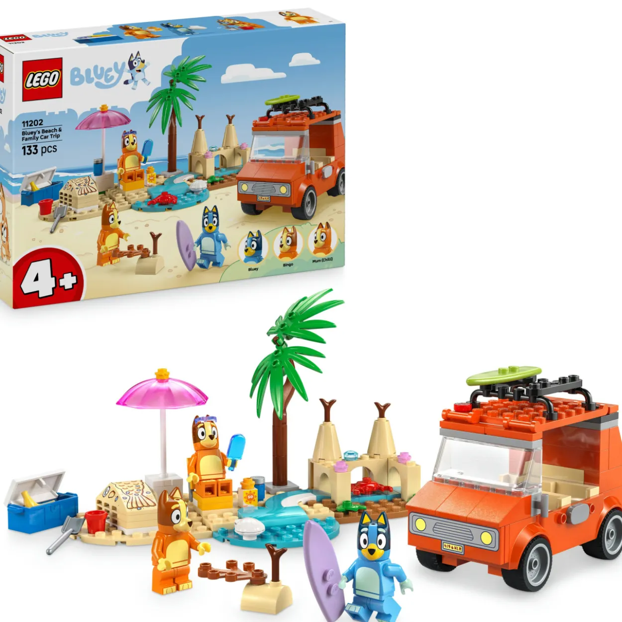 LEGO Bluey 11202 Blueyn perheen autoretki rannalle