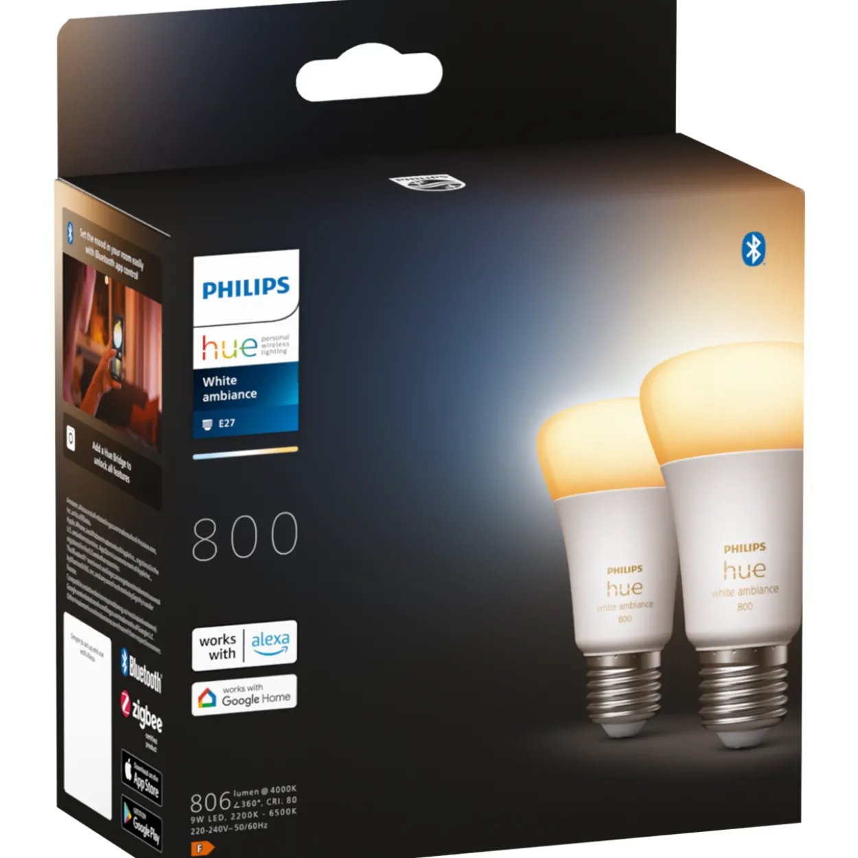 Älylamppu Philips Hue White Ambiance 6W A60 E27 2kpl