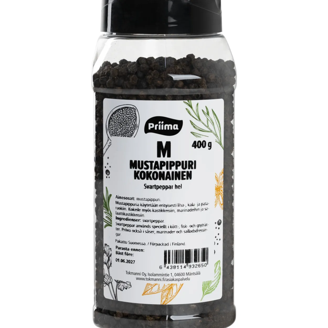 Mustapippuri 400 g, kokonainen