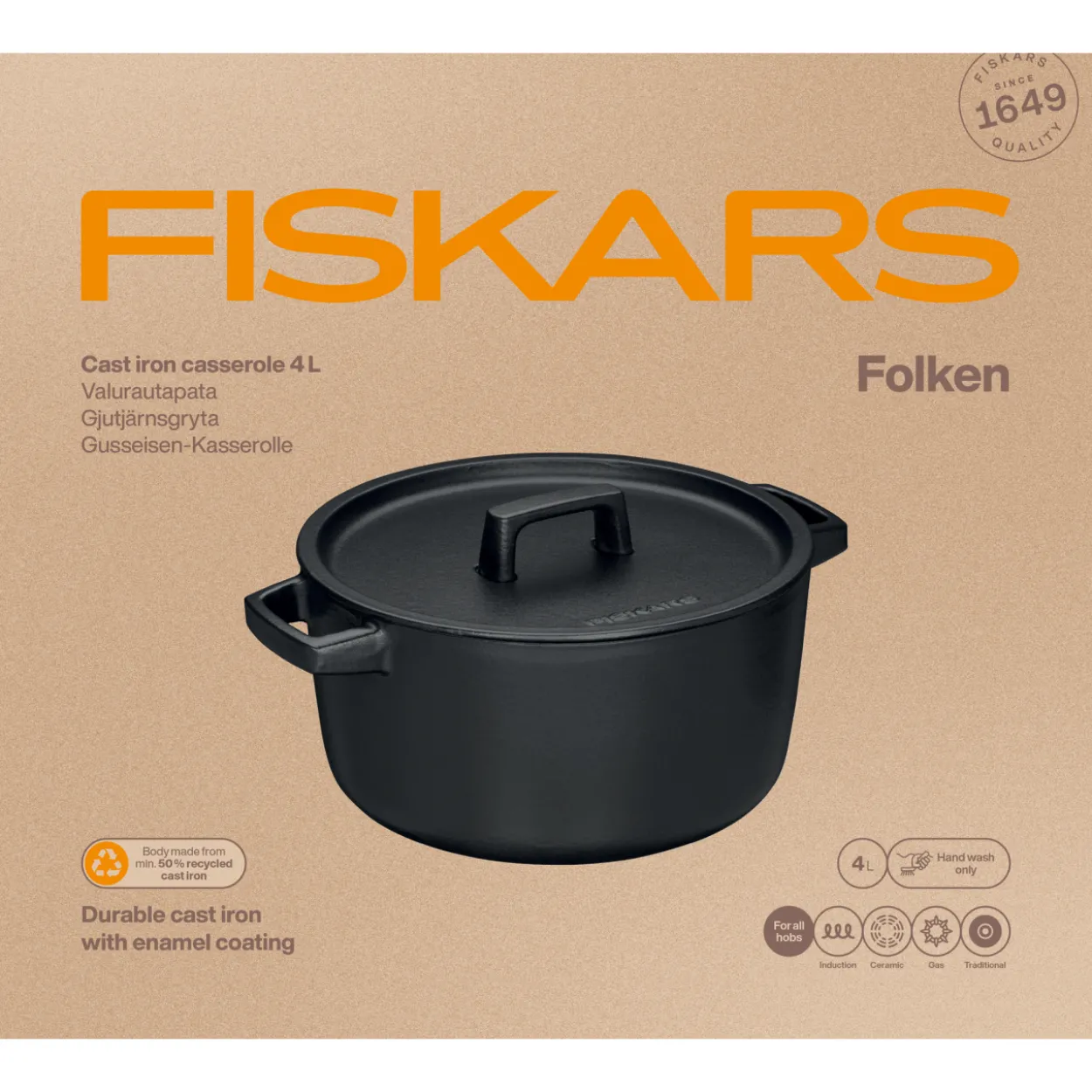 Pata Fiskars 4 l Folken valurauta