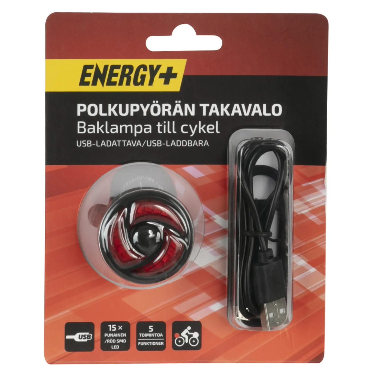 Polkupyörän takavalo, USB-ladattava