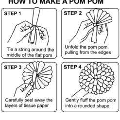 Pom pom -koriste Let's Party 3 kpl sininen