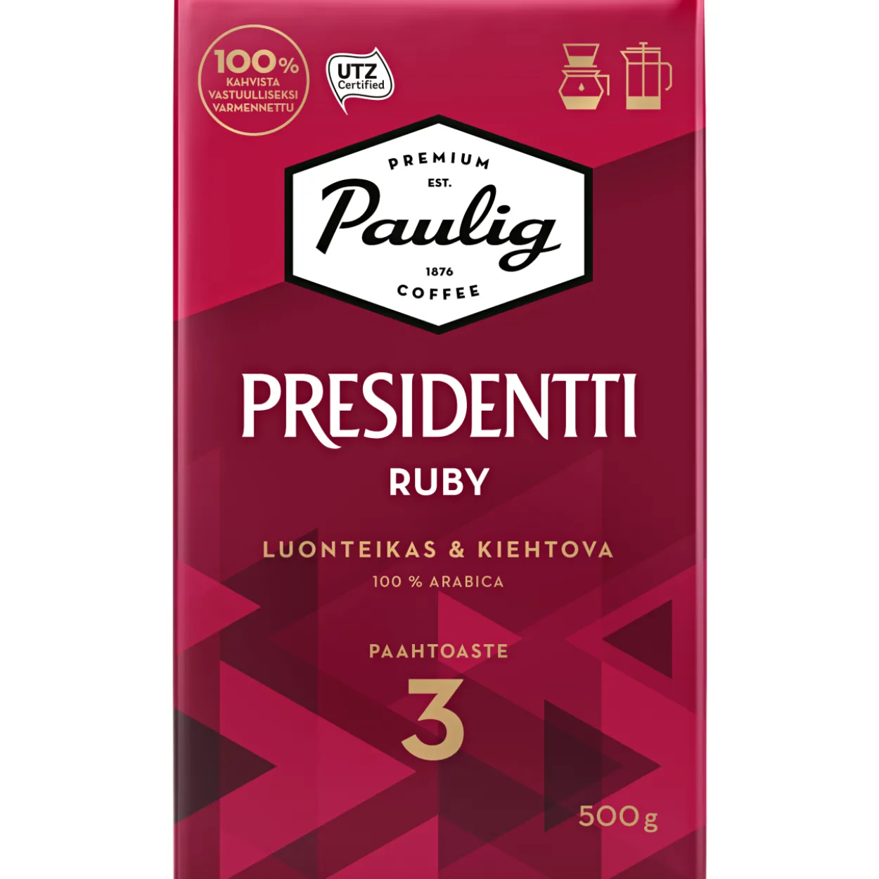 Presidentti Ruby 500 g hienojauhettu kahvi