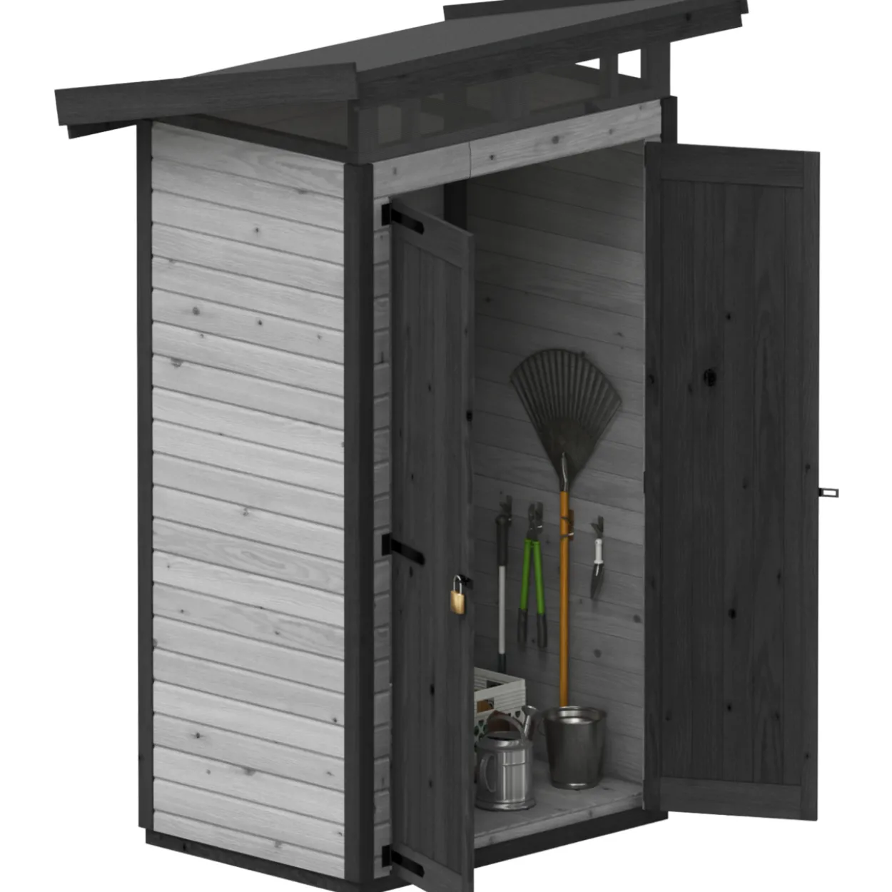 Puutarhavaja Upyard Strongbox S, 127 x 87 x 220 cm, harmaa/musta