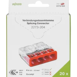 Rasialiitin Wago 4-Nap 0.5-2.5mm² punainen