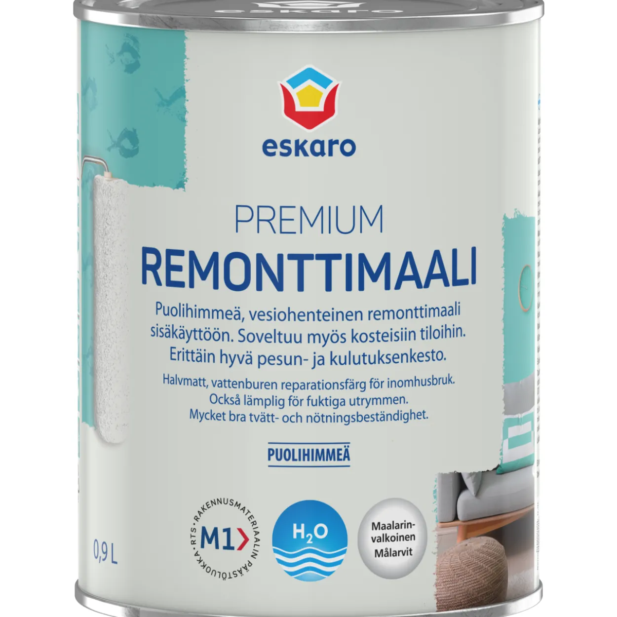Remonttimaali Eskaro Premium maalarinvalkoinen 0,9 l
