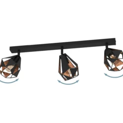 Spottivalaisin 3-os EGLO Carlton 7 3x40W 73x16cm antiikkikupari/musta