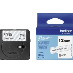 Tarrarulla Brother 12 mm BTAG131 musta/kirkas