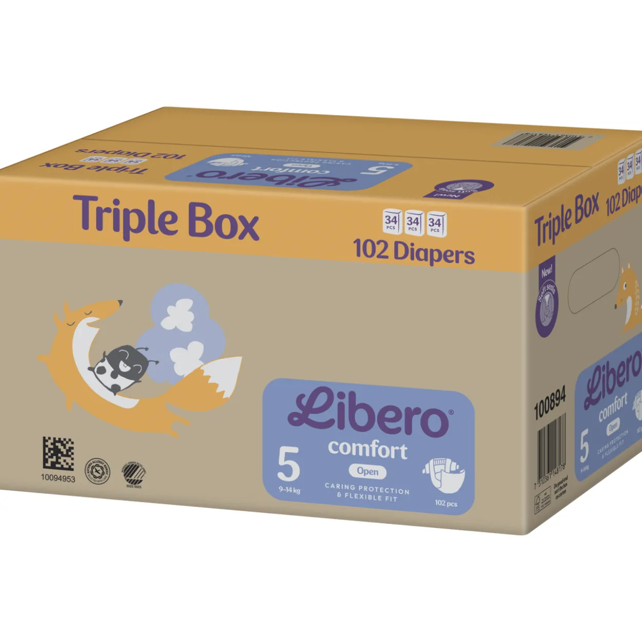 Teippivaippa Libero 102 kpl Comfort koko 5, 9-14 kg Triple Box