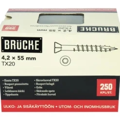 Terassiruuvi Brücke 4,2 x 55 mm, Ruspert, vihreä, 250 kpl