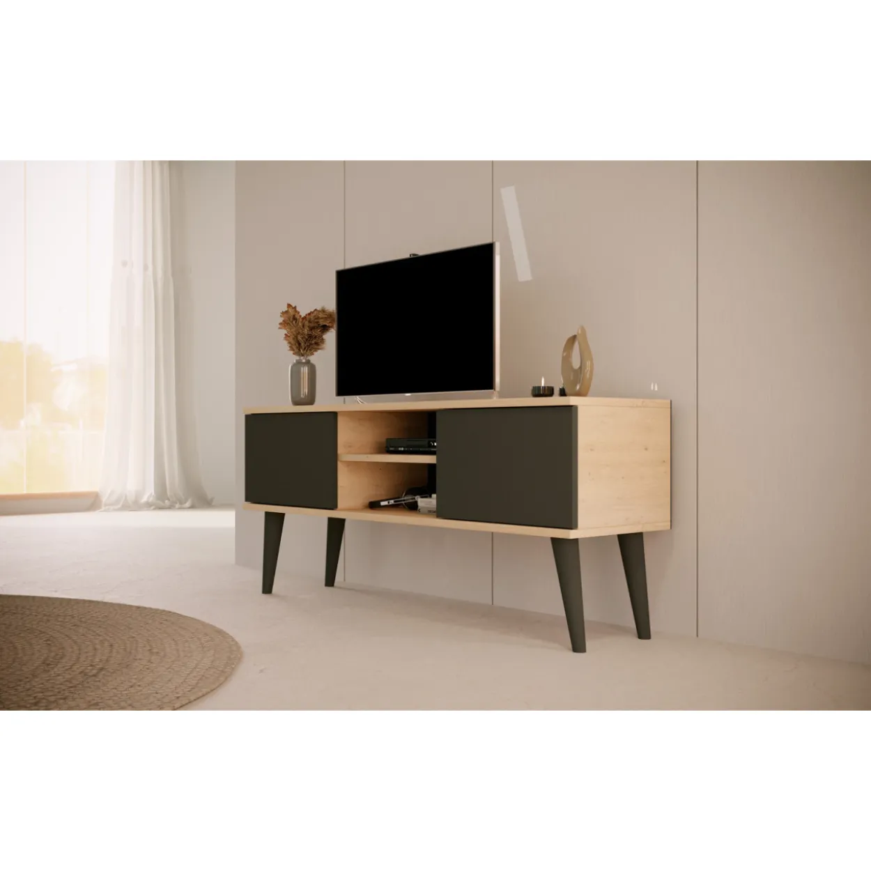 TV-taso Kocot 120 cm Toronto musta/beige