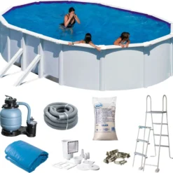 Uima-allas Gre by Swim & Fun 730 x 375 x 120 cm ovaali, ulkoisilla sivutuilla valkoinen