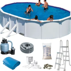 Uima-allas Gre by Swim & Fun 500 x 300 x 120 cm ovaali, ulkoisilla sivutuilla valkoinen