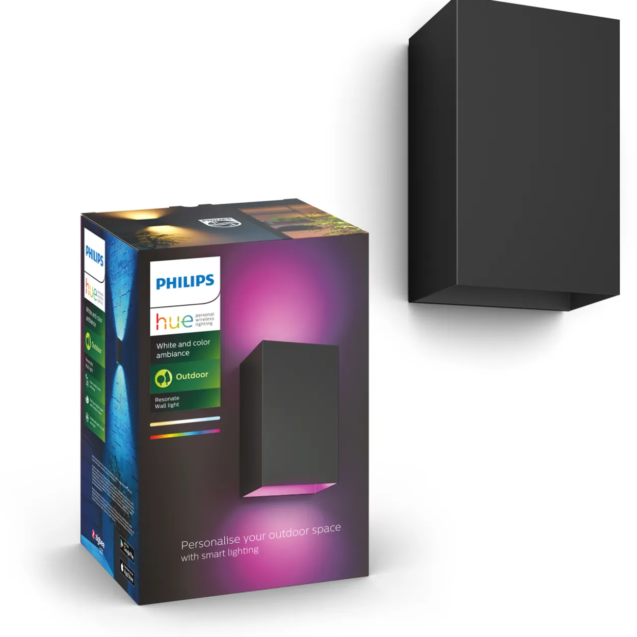 Ulkoseinävalaisin Philips Hue Resonate White and Color Ambiance 2x8W, musta