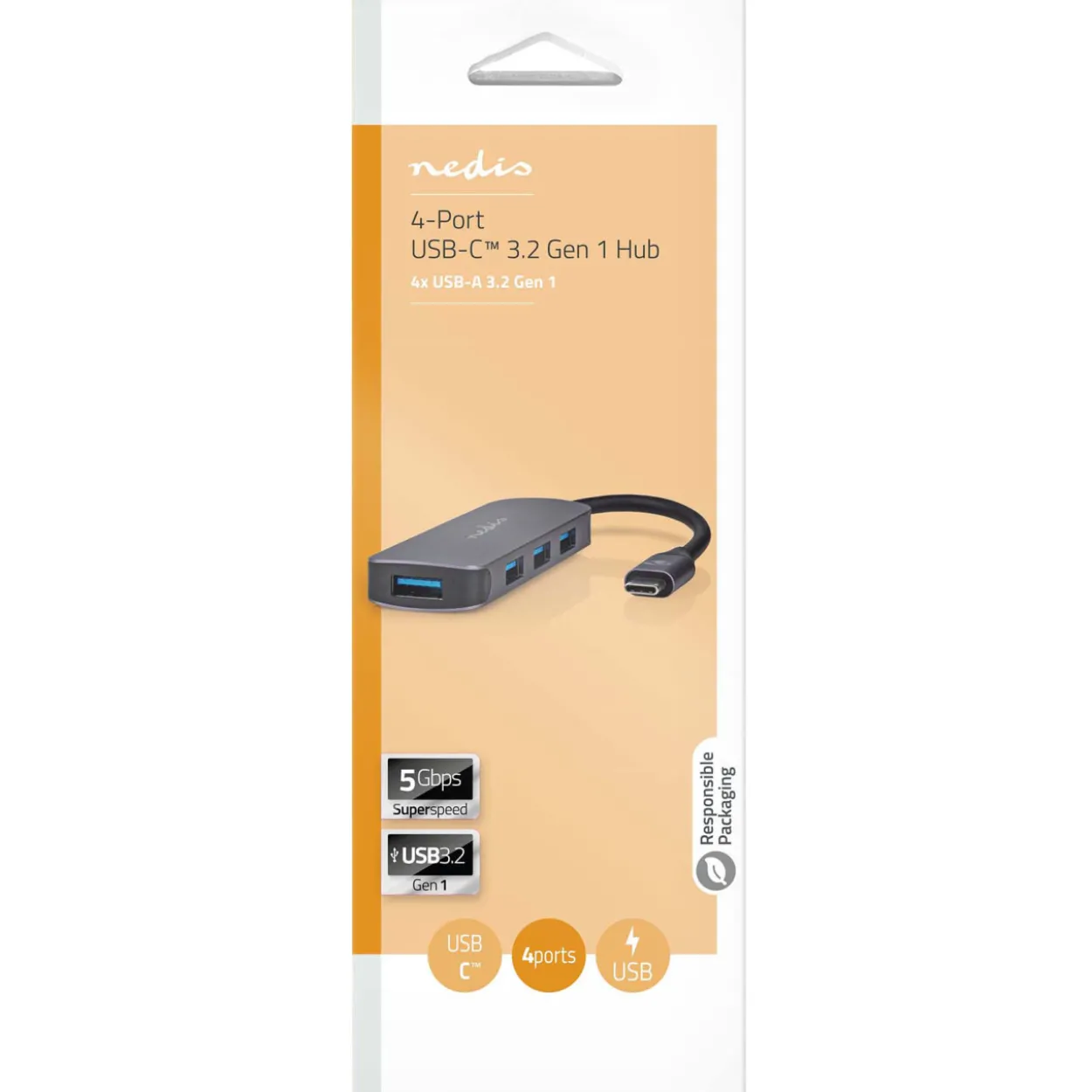 USB-keskitin Nedis USB-C - 4 x USB-A Naaras, Gen 1