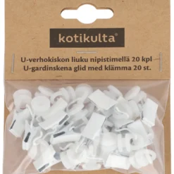 U-verhokiskon pyöröliuku Kotikulta 20 kpl nipistimellä valkoinen