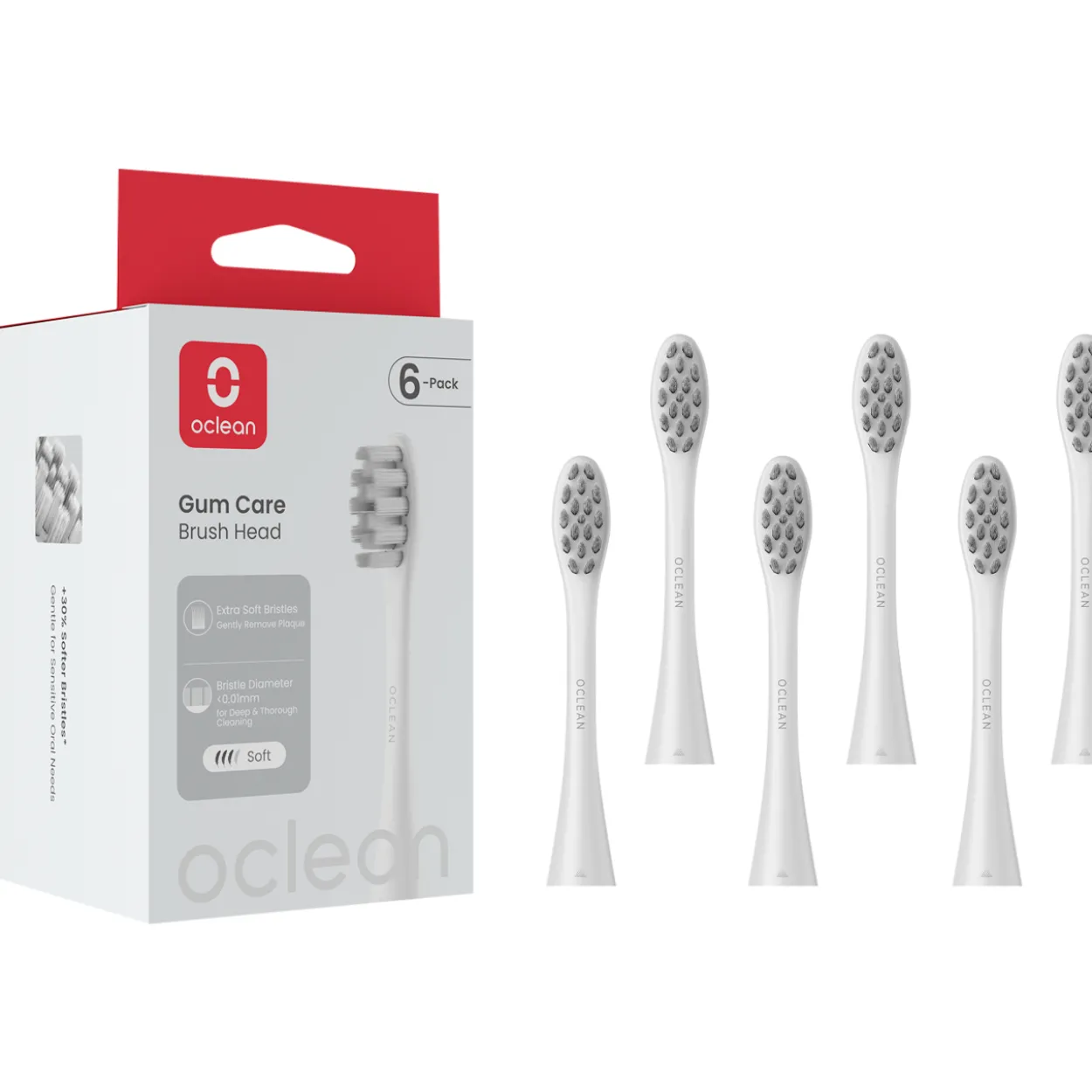 Vaihtoharja Oclean Gum Care 6 kpl, valkoinen